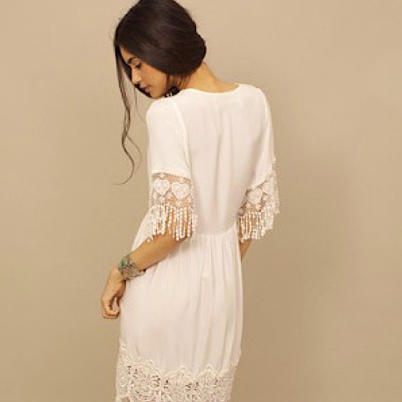 Stone Cold Fox Jade Mini Dress White Silk Embroidered Lace Babydoll Button RARE - Picture 14 of 14